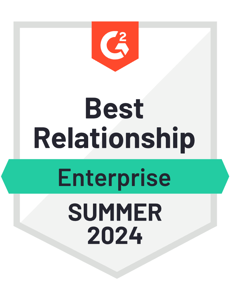 G2 Spring 2024 Best Relationship Enterprise Badge for B2B